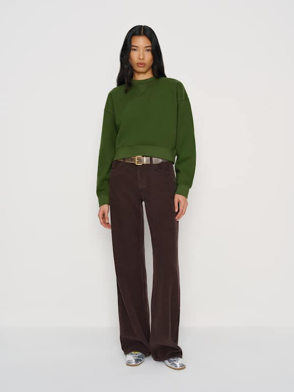 Grace Cropped Vintage Oversized Crewneck Sweatshirt - Grass